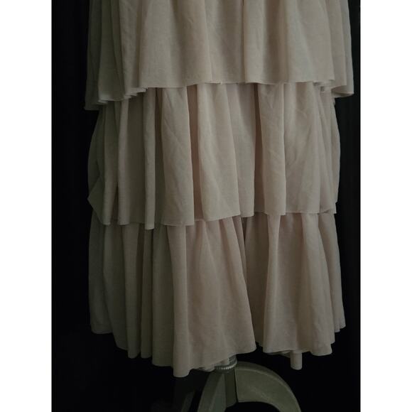 Twin Set by Simona Barbieri Flounced Ruffled Sleeveless Tulle Beige Dress Size L - Picture 3 of 10